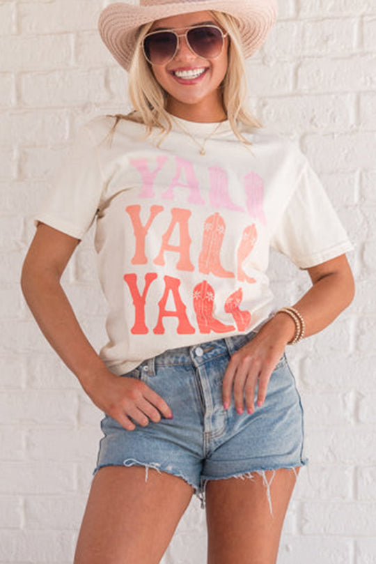 Cowboy Boots "Y'ALL" Graphic T Shirt