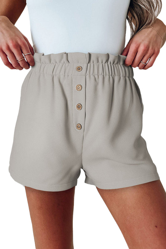 Gray Linen Mix Paper Bag Shorts - Klazzi Fashion Boutique