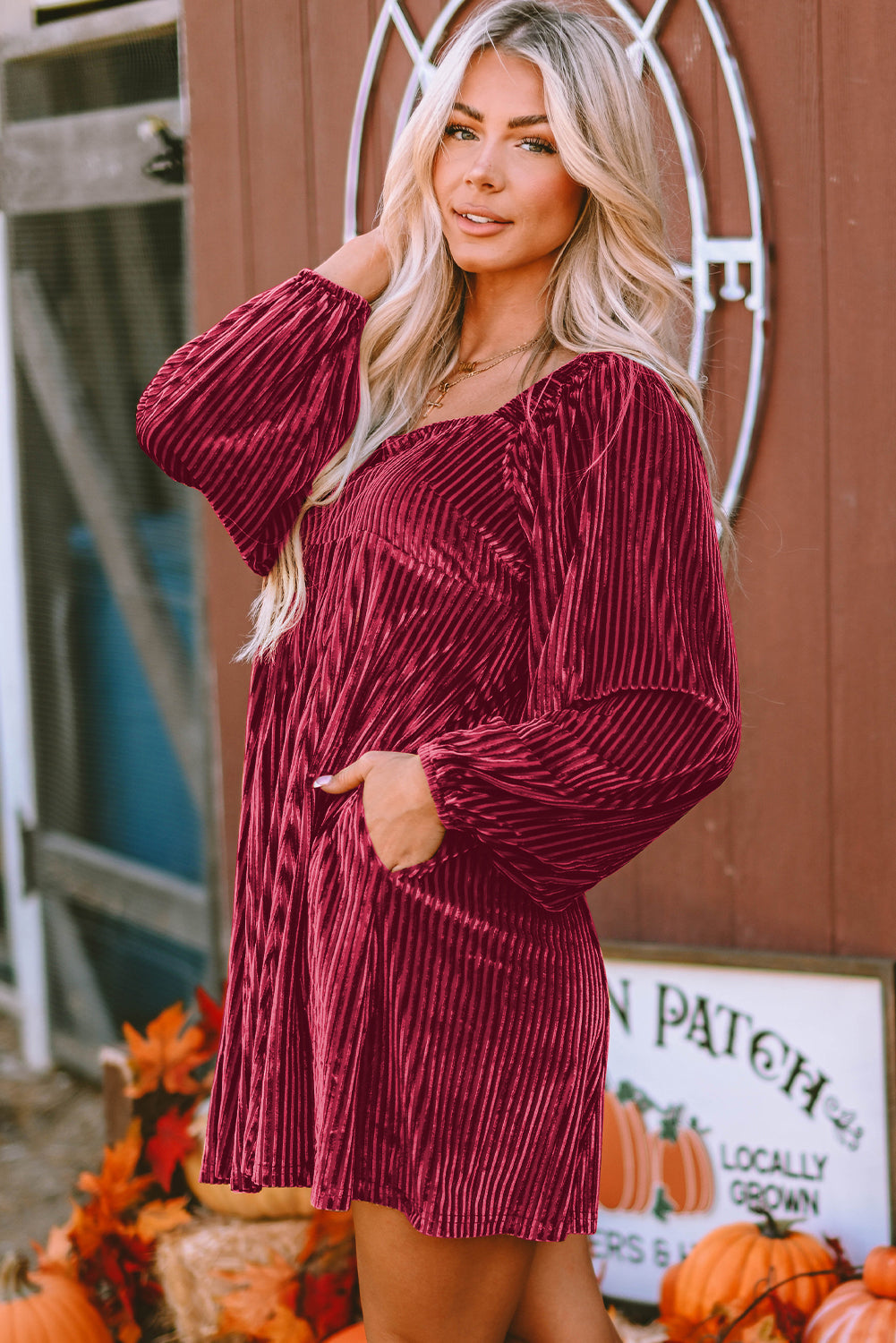 Red Velvet Tie Back Dress