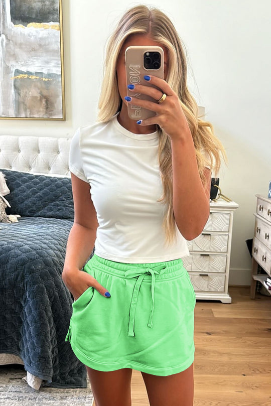 French Terry Drawstring Mini Skort 