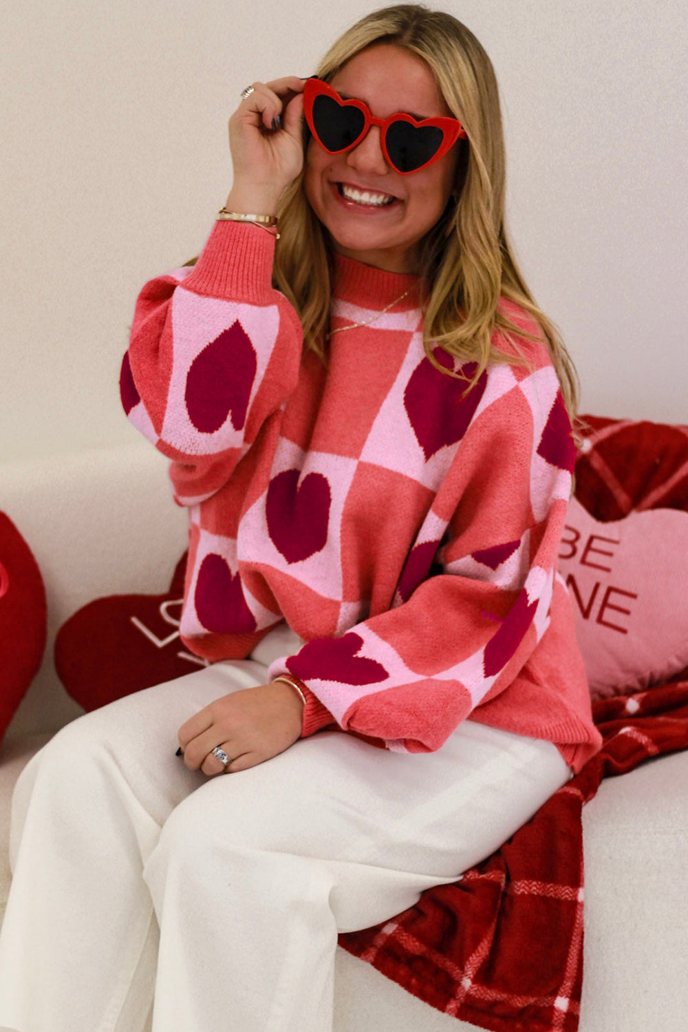 Plus Size Love Hearts Valentine Sweater