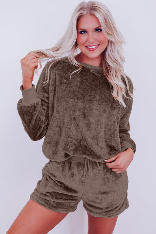 Fleece Coffee Two Piece Lounge Set