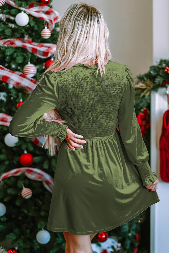 Holiday Velvet Smocked Dress - Klazzi Fashion Boutique