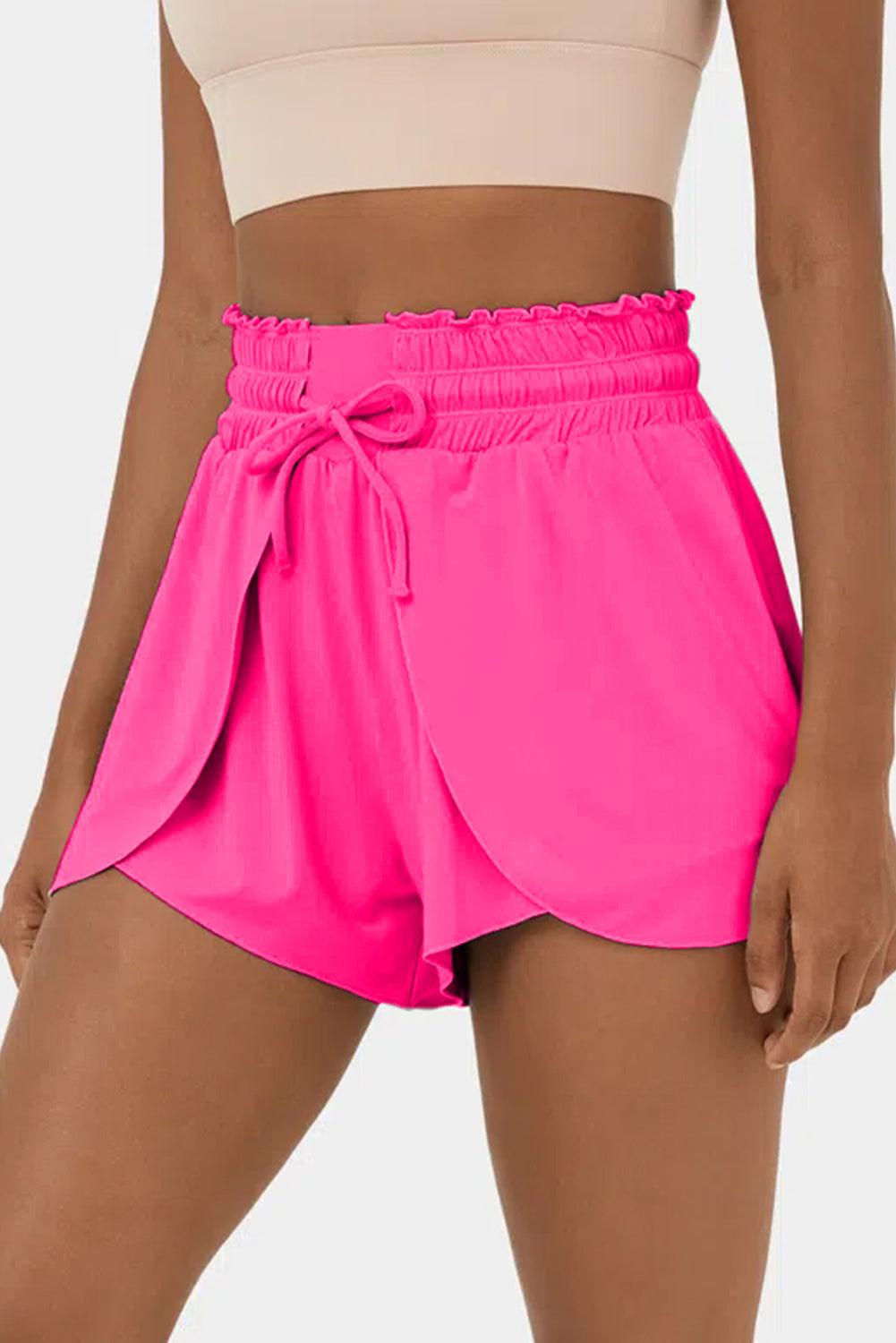 Hot Pink Petal Wrap Swim Shorts