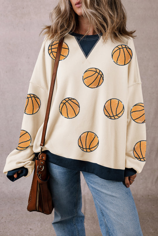 Sequin Basketball Baggy Sweatshirt