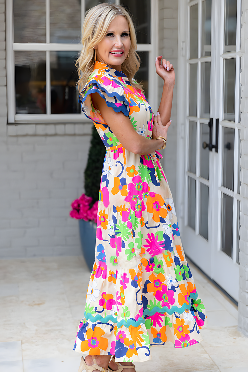 Floral Bright Flower Maxi Dress