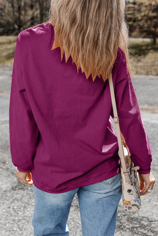 Slouchy Ribbed Corduroy Oversized Sweatshirt