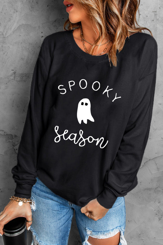  "SPOOKY" Season Ghost Graphic Sweatshirt