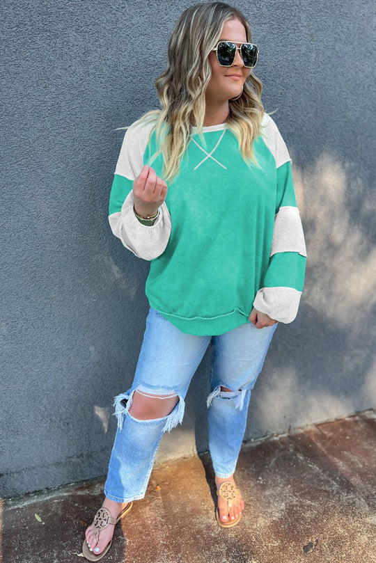 Cross Seam Turquoise Plus Sweatshirt