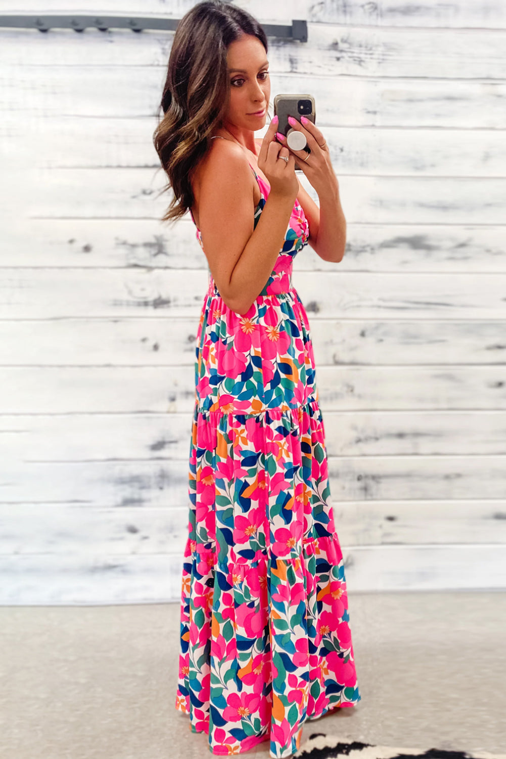 Autumn Rose Floral Long Tiered Maxi Dress