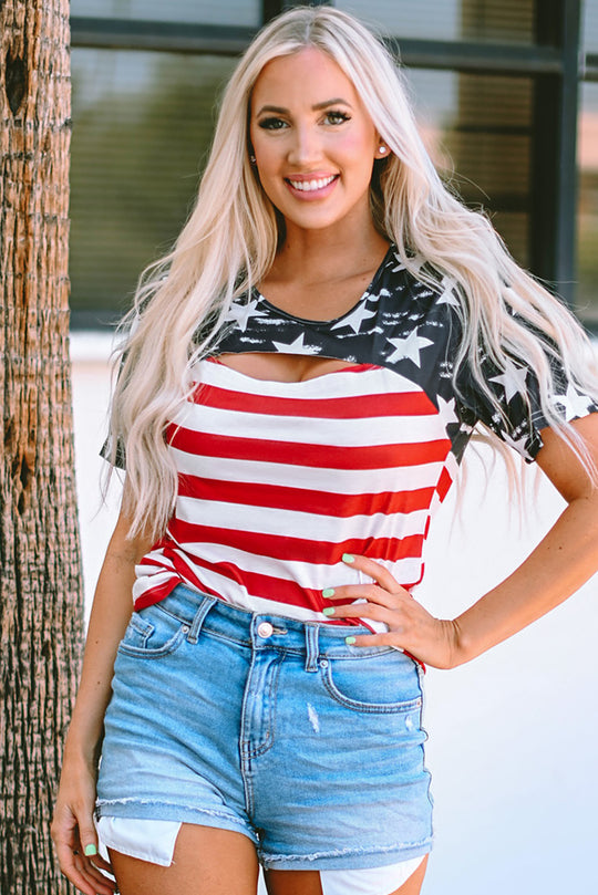 Cutout American Flag T-Shirt