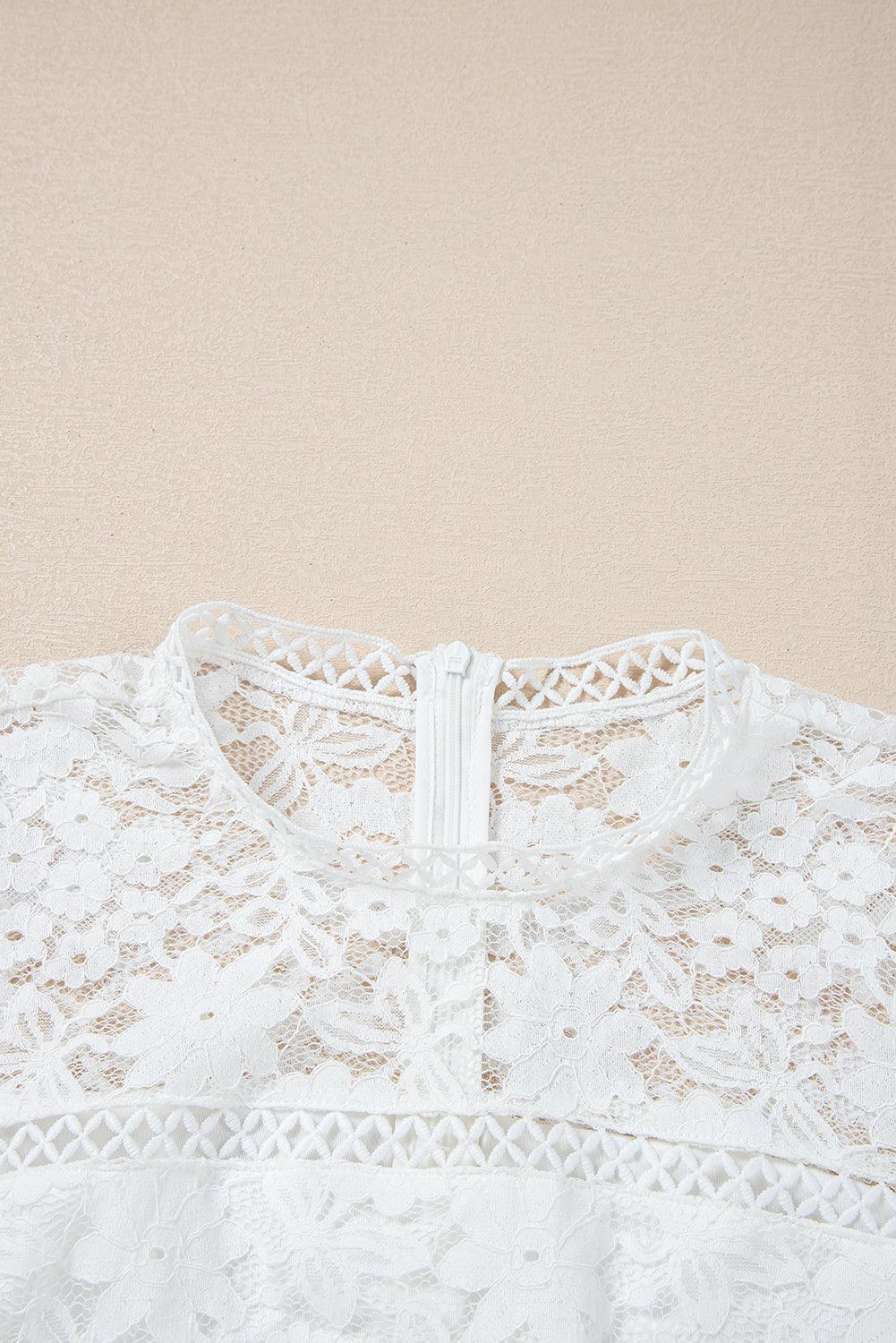 White Lace Peplum Floral Blouse