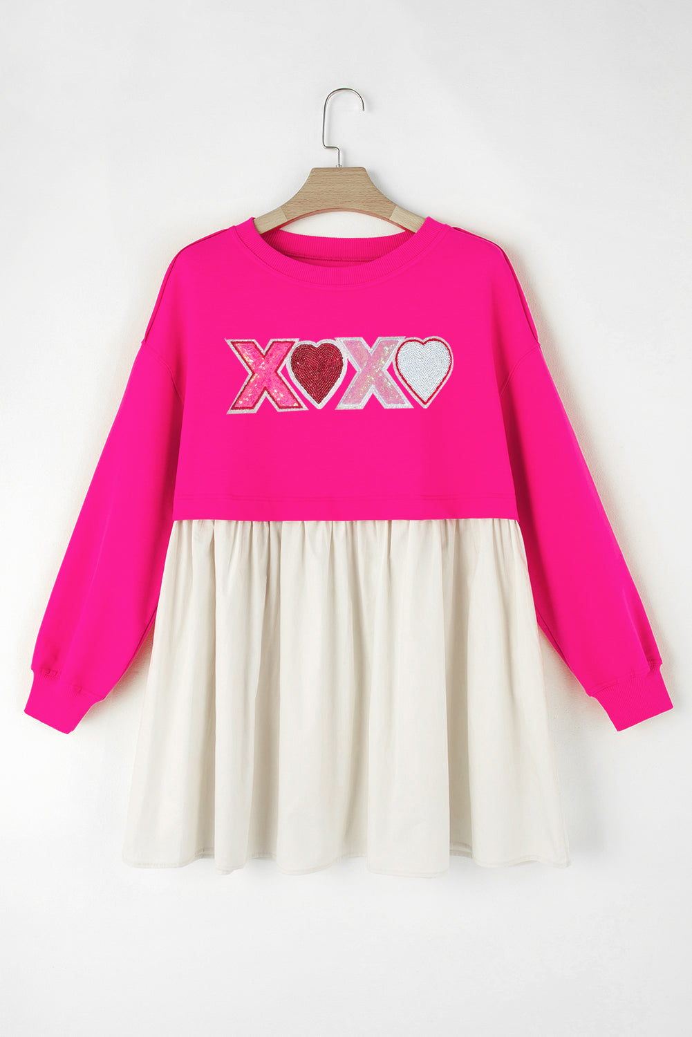 Valerie Sequin Heart XOXO Graphic Sweatshirt Dress