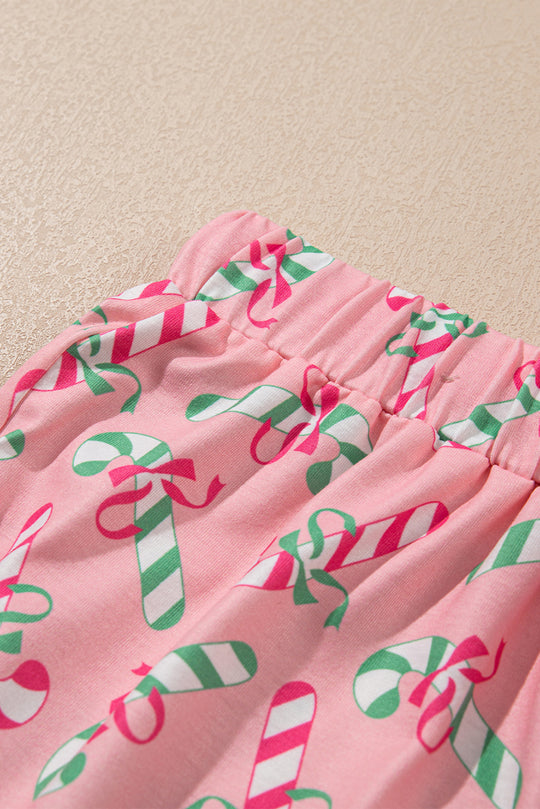 Sweet Christmas Candy Cane Pajama Short Set