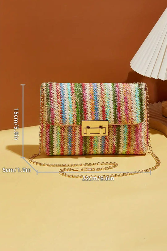 Bohemian Multicolor Woven Chain Shoulder Bag - Klazzi Fashion Boutique