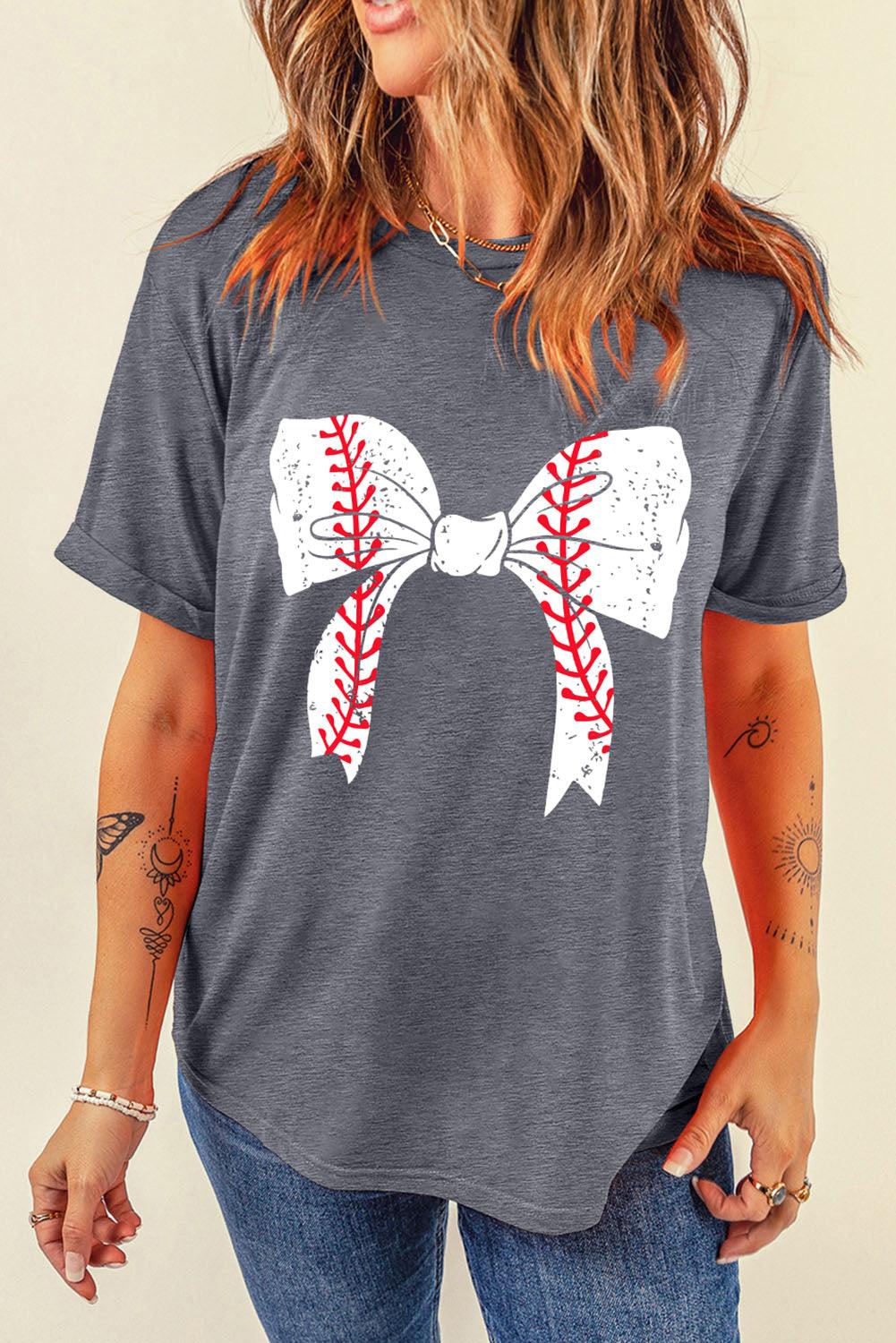  Baseball Bowknot Graphic T-Shirt