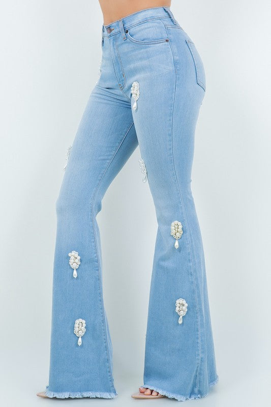 Pretty In Pearls Bell Bottom Denim