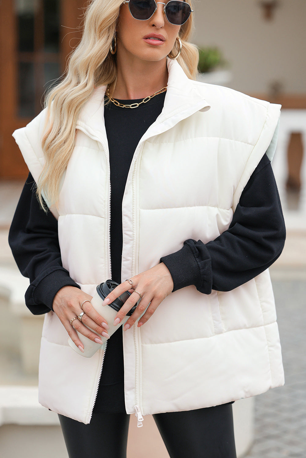 Oversized Zipper Puffer Vest