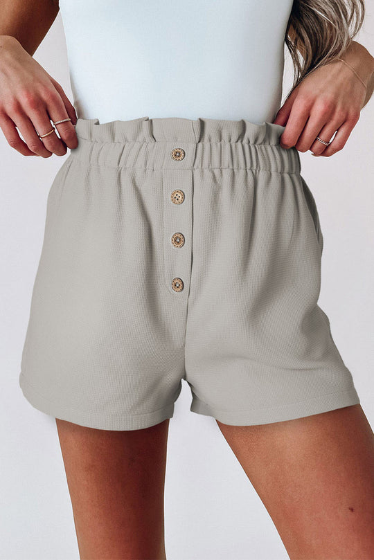 Gray Linen Mix Paper Bag Shorts - Klazzi Fashion Boutique