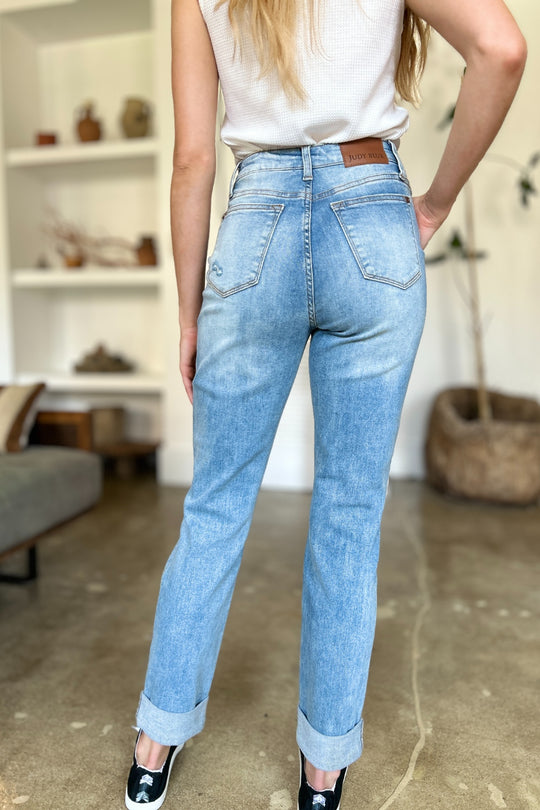 Distressed Judy Blue Straight Leg Jeans