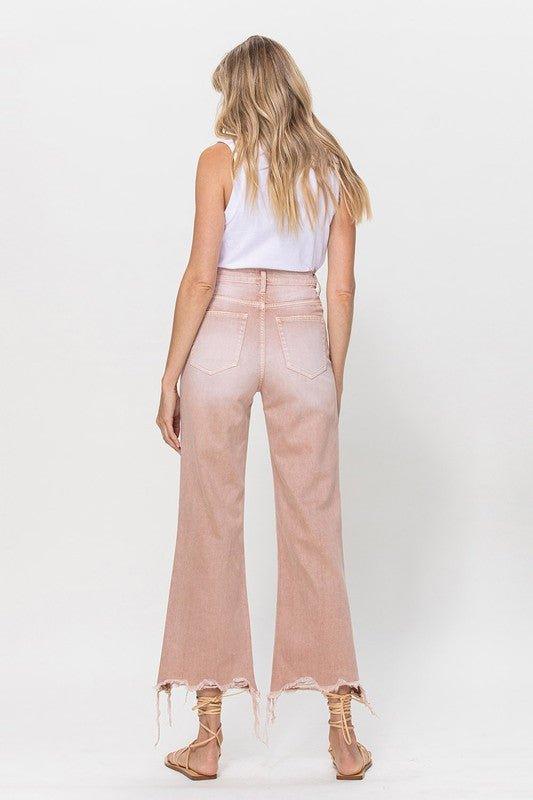 90's Vintage Blush Pink Crop Flare Jeans - Klazzi Fashion Boutique