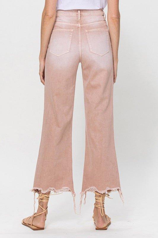 90's Vintage Blush Pink Crop Flare Jeans - Klazzi Fashion Boutique