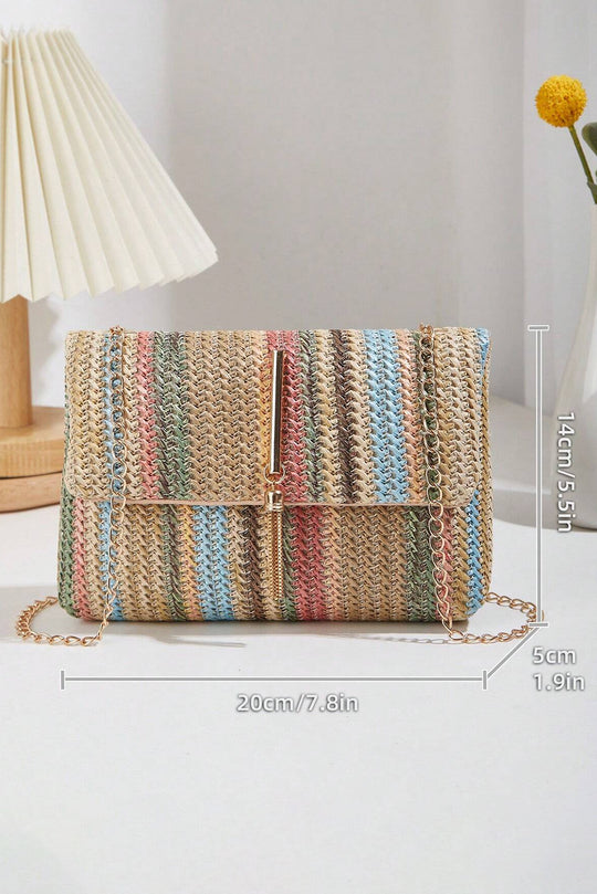 Bohemian Multicolor Woven Chain Shoulder Bag - Klazzi Fashion Boutique