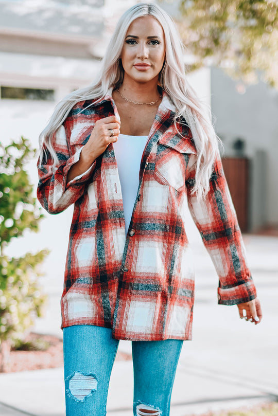 Plaid Red and Navy Shacket