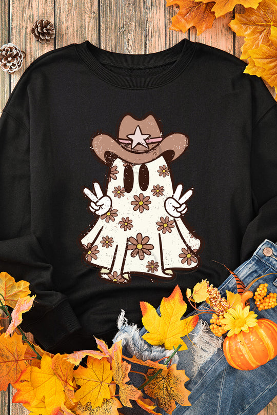 Western Halloween Floral Ghost Graphic Sweatshirt