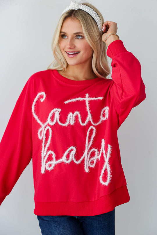 Christmas "Santa Baby" Tinsel Graphic Sweatshirt