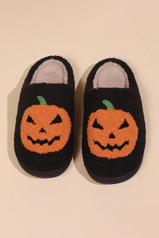  Halloween Pumpkin Black Slippers