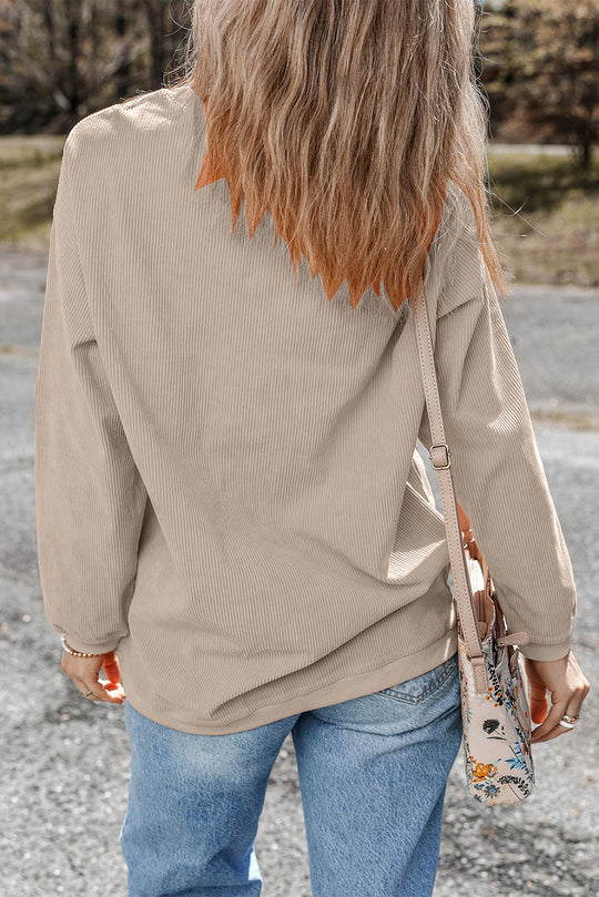 Orange Ribbed Corduroy Oversized Sweatshirt