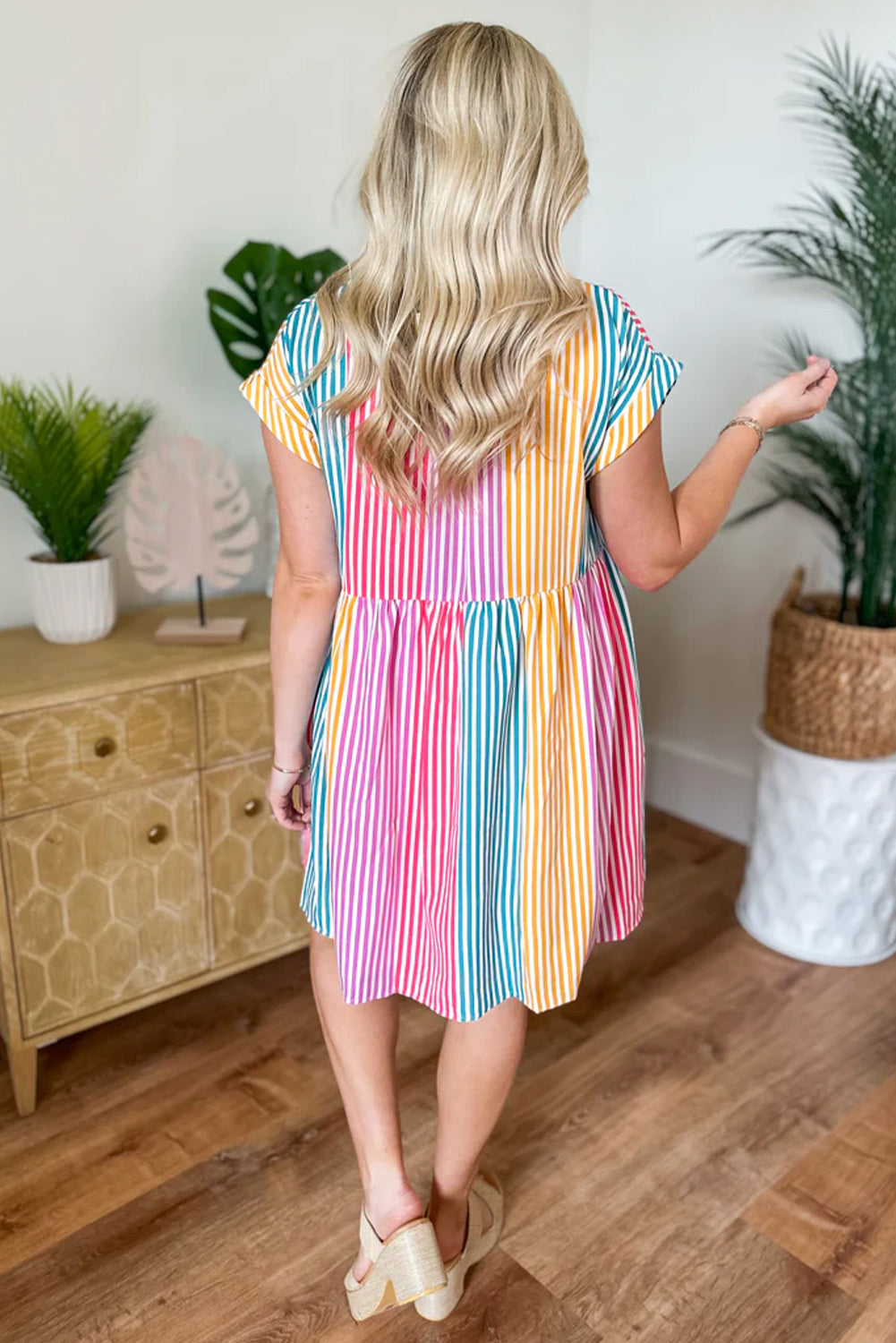 Stripes and Brights Multicolor Shirt Dress