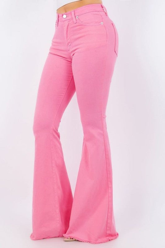 Fringy Hot Pink Bell Bottom Denim