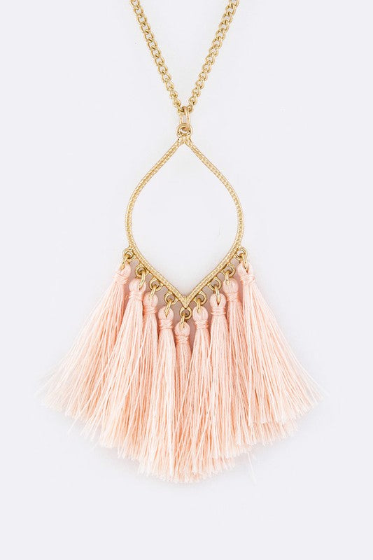 Fringe Colorful Tassels Leaf Pendant Necklace