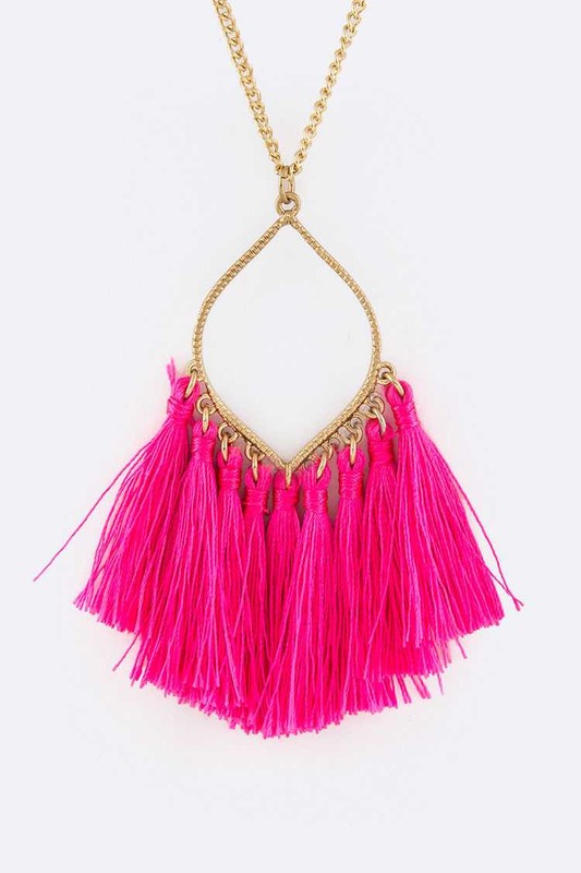 Fringe Colorful Tassels Leaf Pendant Necklace