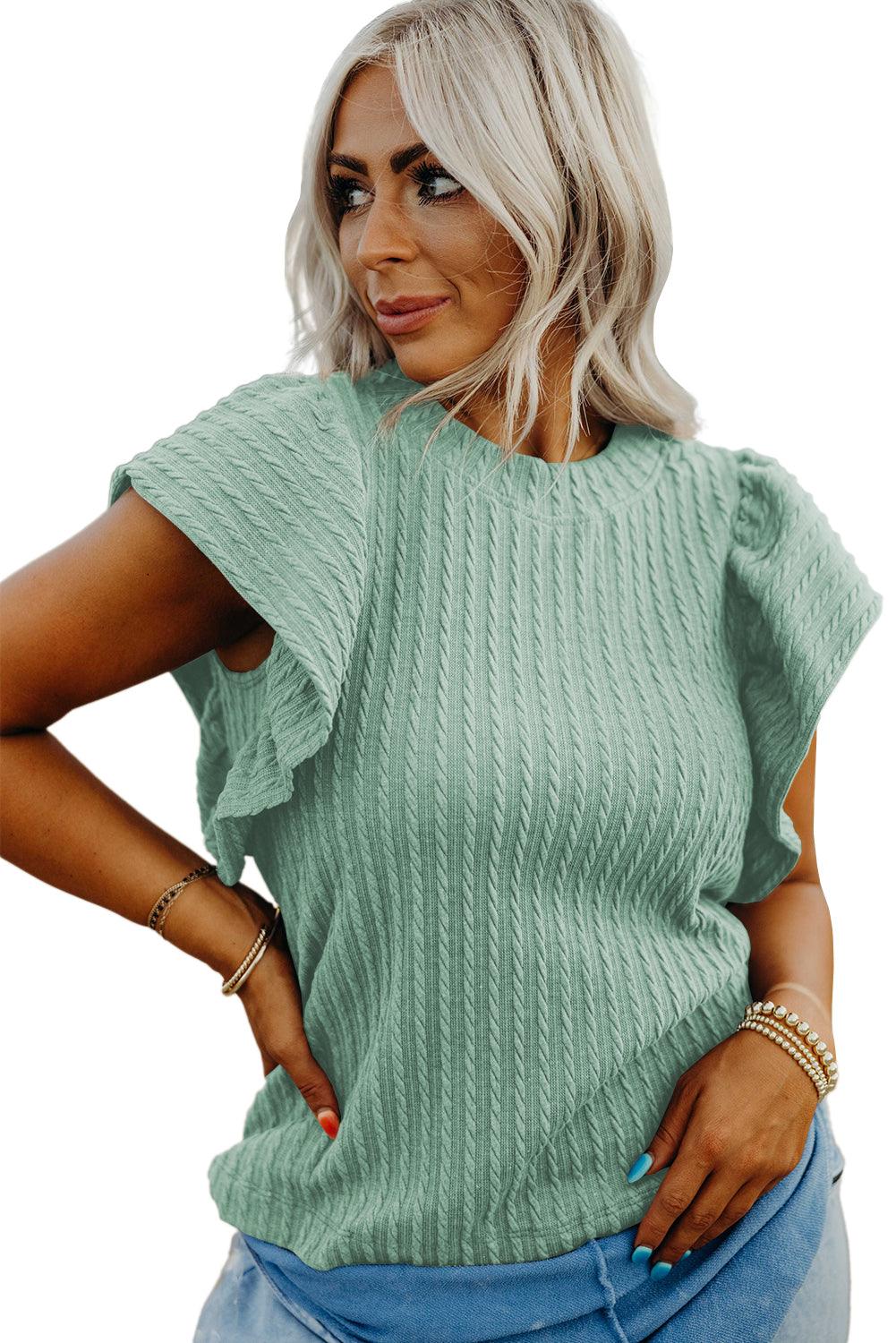 Hazel Knit Flutter Sleeve Top