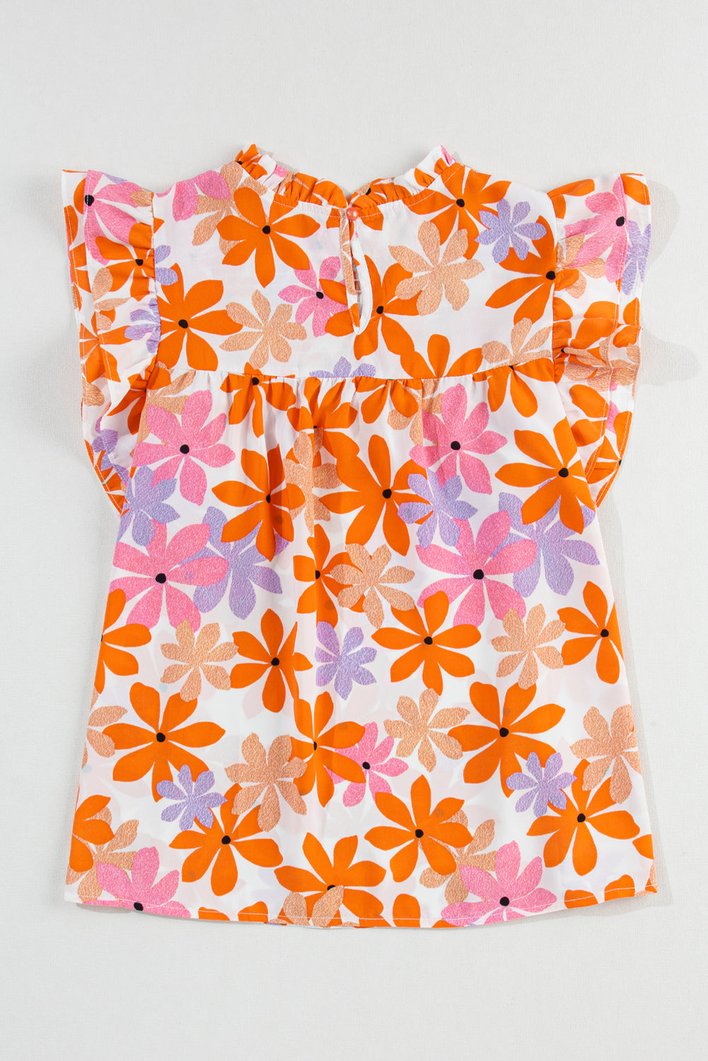 Nya Ruffled Orange and Pink Floral Top