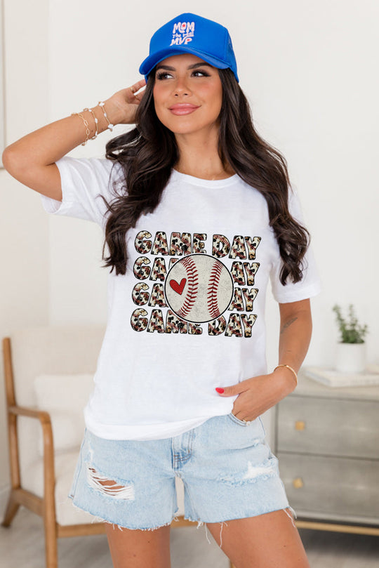 White Leopard "GAME DAY Baseball" Graphic T Shirt