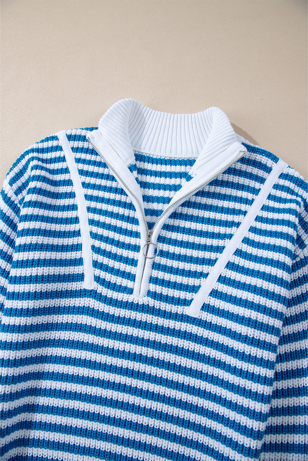 Stripe Zipper Collar Sweater