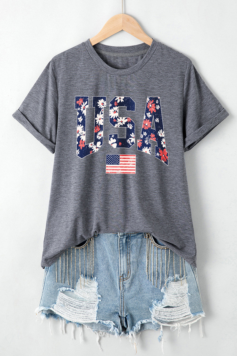  Blooming Gray "USA" Flag T Shirt