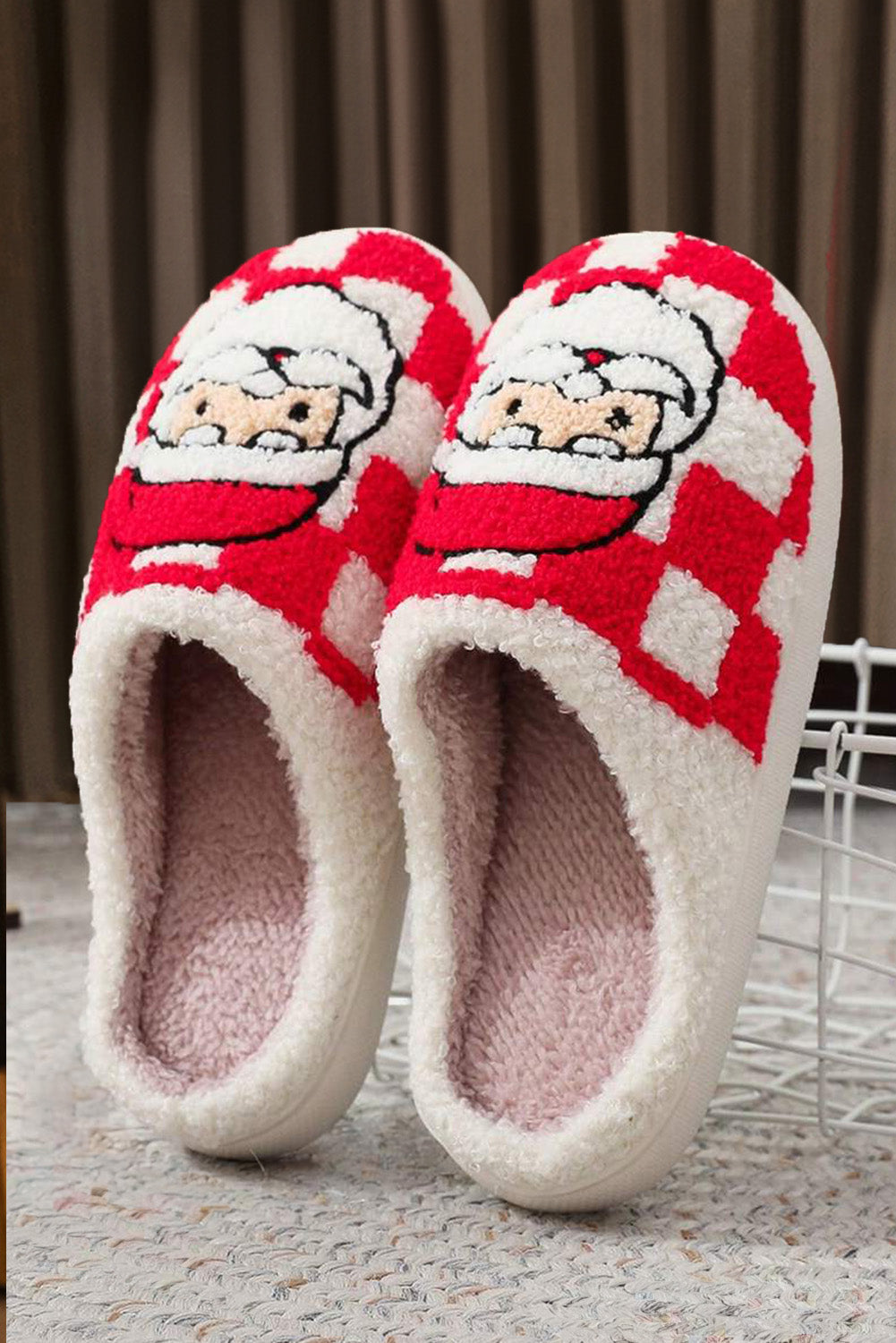 Red Checkered Santa Claus Slippers