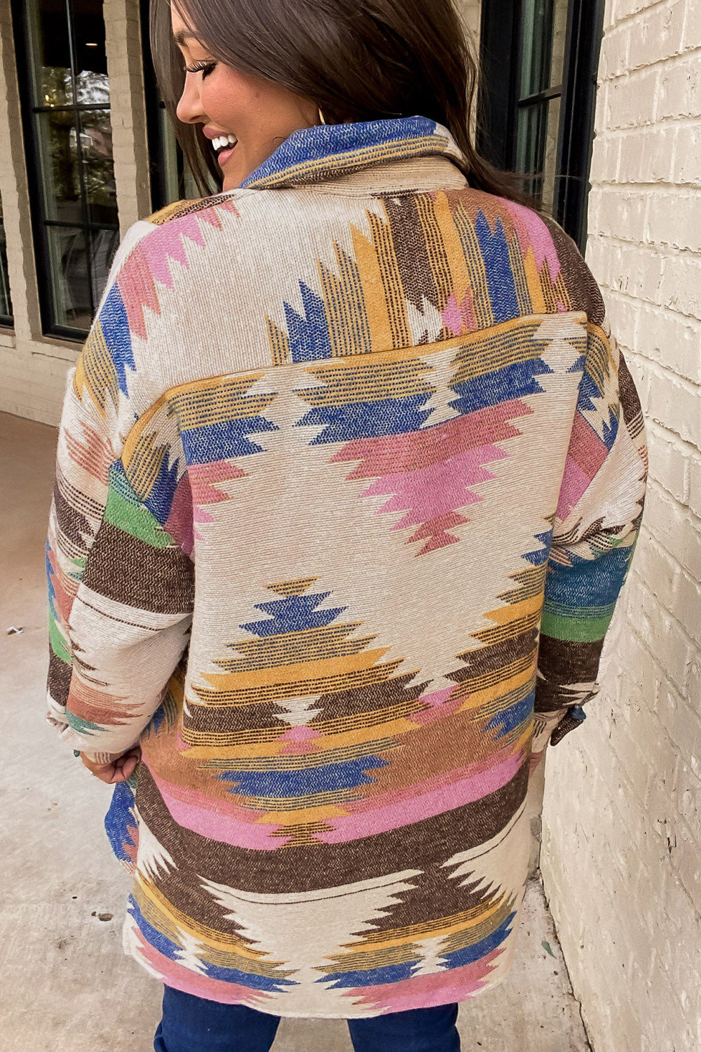 Western Multicolor Aztec Button Up Shacket