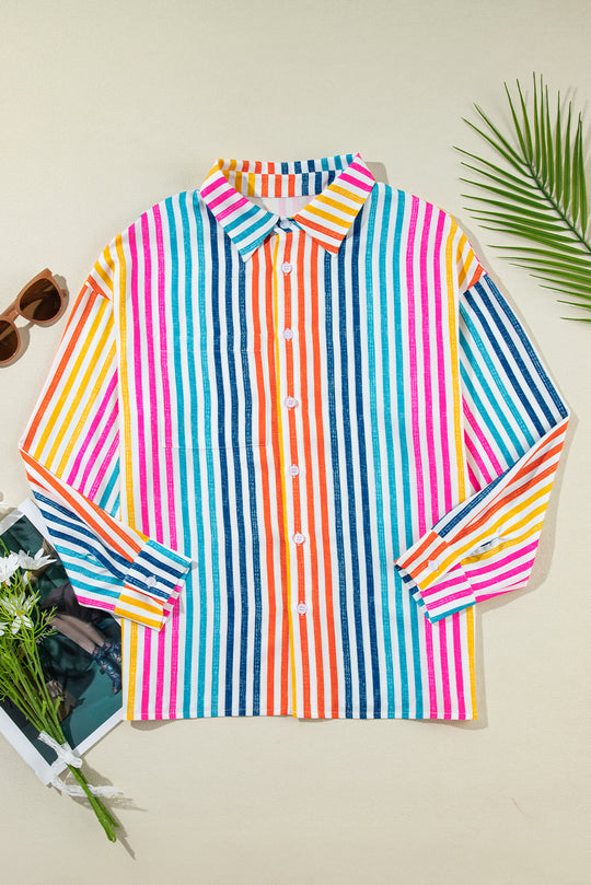 Bright Stripe Multicolor Loose Shirt