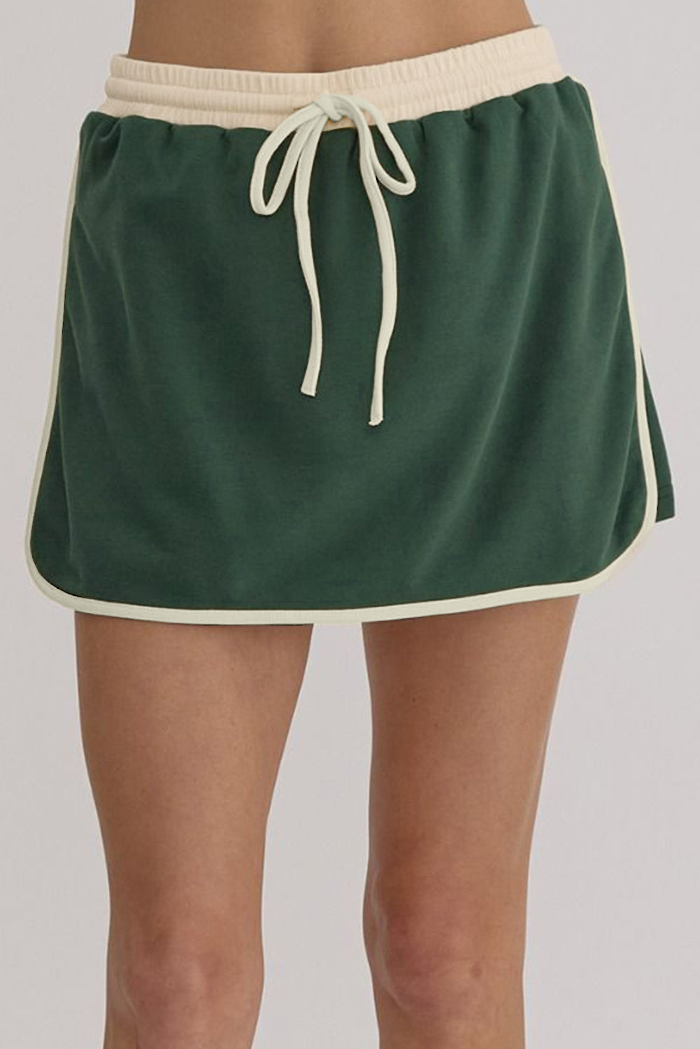  Loose Pullover and Lace-up Waist Skort Set