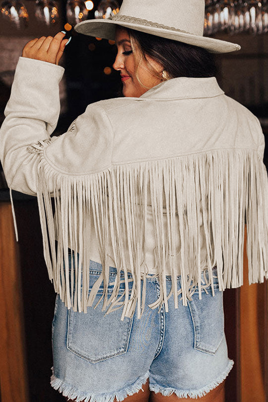 Plus Size Fringe Cropped Jacket