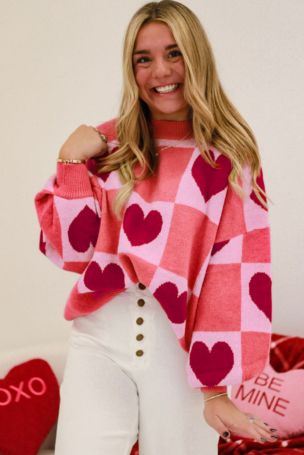 Plus Size Love Hearts Valentine Sweater