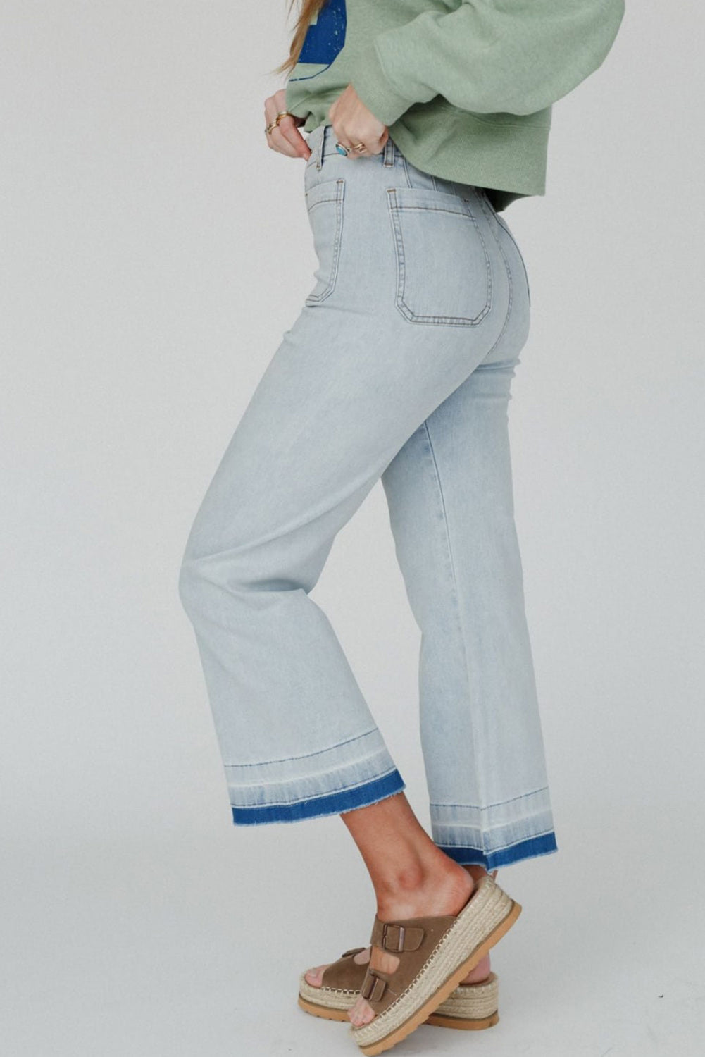 Edgy Acid Wash Cropped Denim Jeans - Klazzi Fashion Boutique