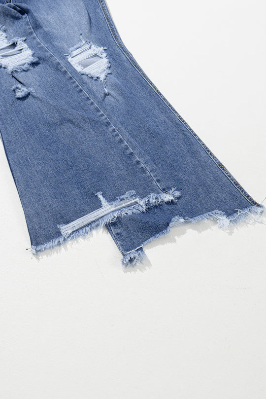 Ripped Distressed Flared Denim Jeans