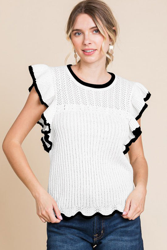 Crochet Chic Flounce Tank Top - Klazzi Fashion Boutique